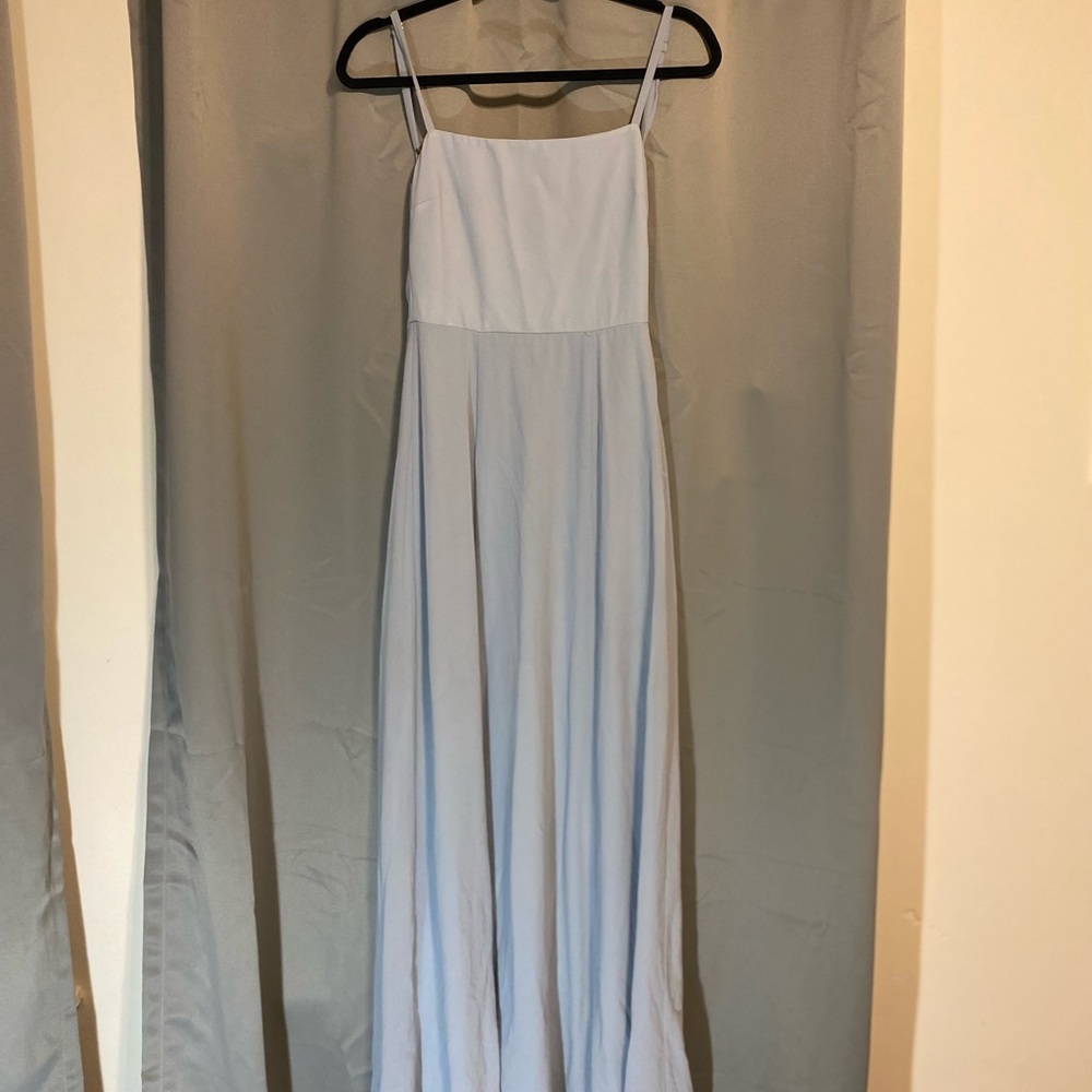 Show me your mumu Lauren tie maxi dress steel blue chiffon size small